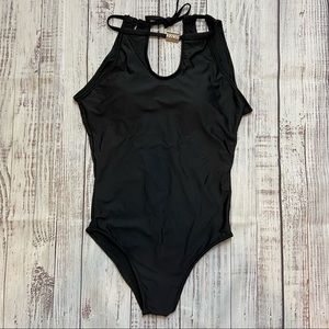 One Piece Black Strappy Swimsuit. Size Small. New Without Tags.